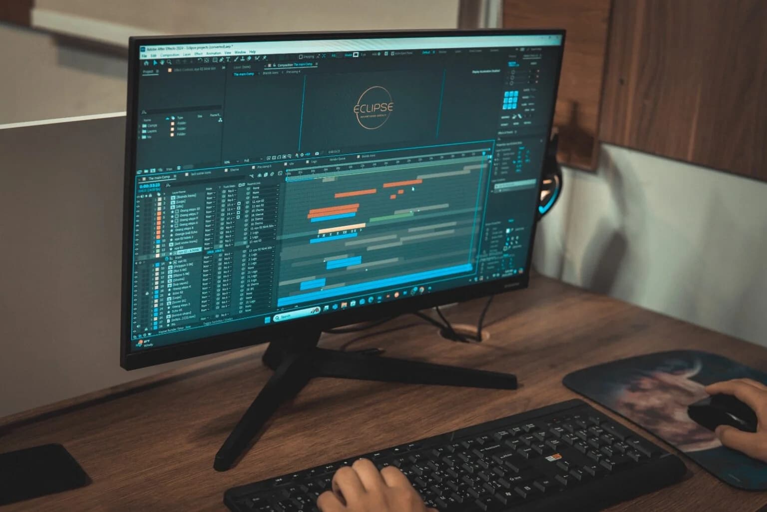 After Effects editing at Eclipse studio